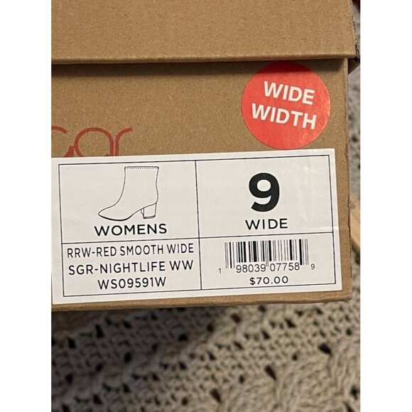 Womens Sugar Red Smooth Wide Width Ankle Boots Size 9W With 2-Inch Block Heel‎ - Picture 5 of 16